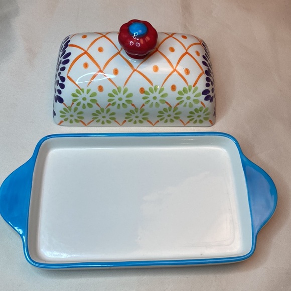 Artistic Accents by Coastline Imports Hand Painted Floral Covered Butter Dish - Picture 2 of 8